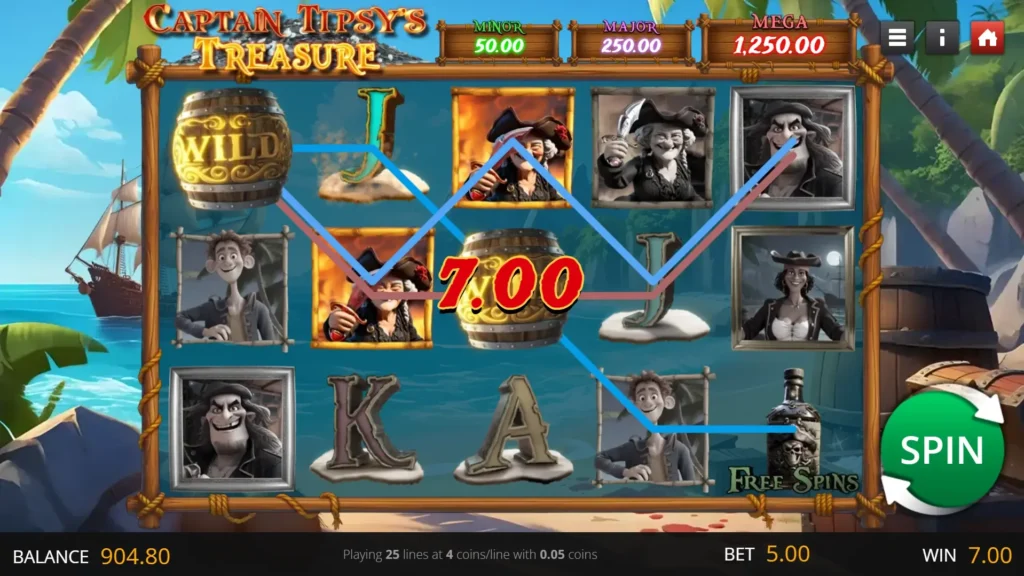 Captain Tipsy’s Treasure Screenshot Win