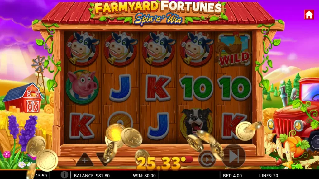 Farmyard Fortunes Spin n Win Winning Screenshot