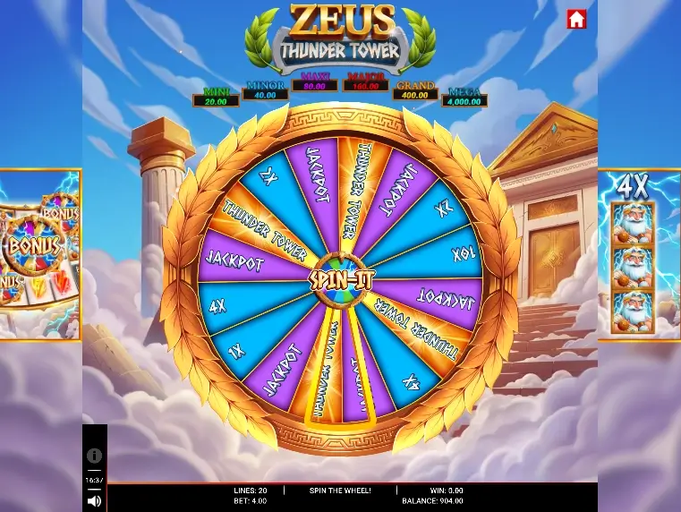 Zeus Thunder Tower Spin It Screenshot